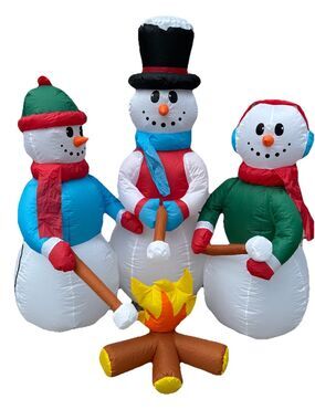 Christmas Inflatable Snowman Family Roasting Marshmallows 5 FT Holiday